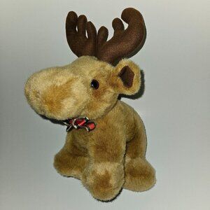 VTG America Wego Brown Moose Plush 10.5" Christmas Red Green Bow
